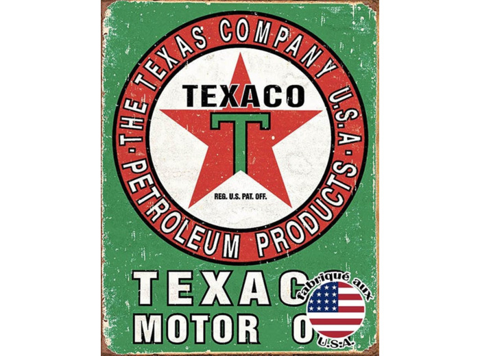 Plaque métal - Texaco motor Oil - 31 x 40 cm .