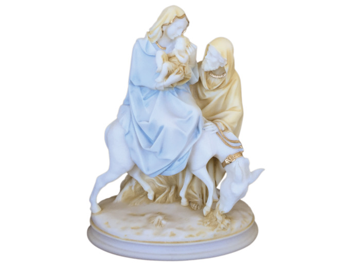 Fuite en Egypte - Statue en albâtre 25cm -Couleur