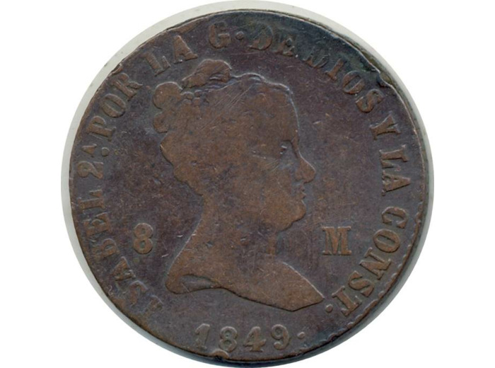 ESPAGNE 8 MARAVEDIS 1849 JA ISABEL II TB (W431.2)