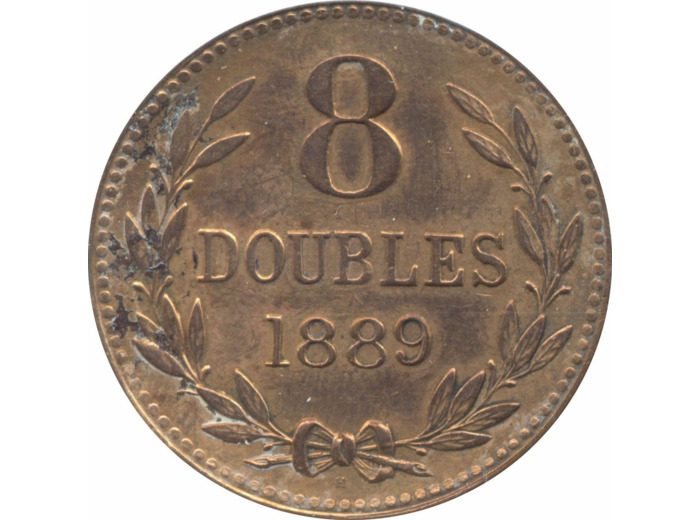 GUERNESEY 8 DOUBLES 1889 H TTB+