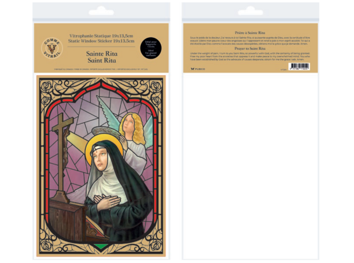 Vitrophanie Statique Prière 19 x 13,5cm - SAINTE RITA