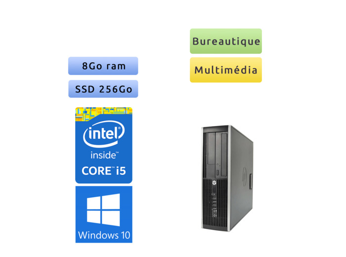 HP 8200 Elite SFF - Windows 10 - i5 8Go 256Go SSD - Port série - PC Tour Bureautique Ordinateur