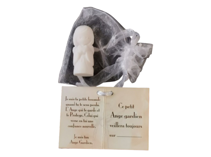 Ange Gardien Garçon Coeur -Statue en Albaster 4,5cm + TULLE