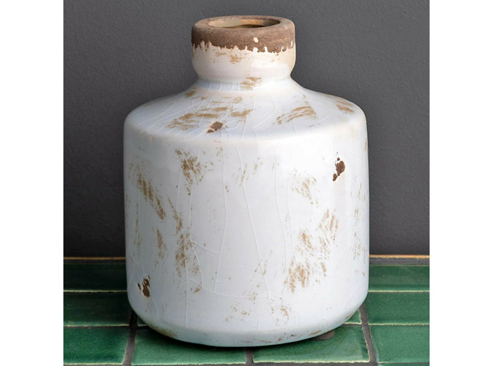 Vase bouteille blanc 14x11cm