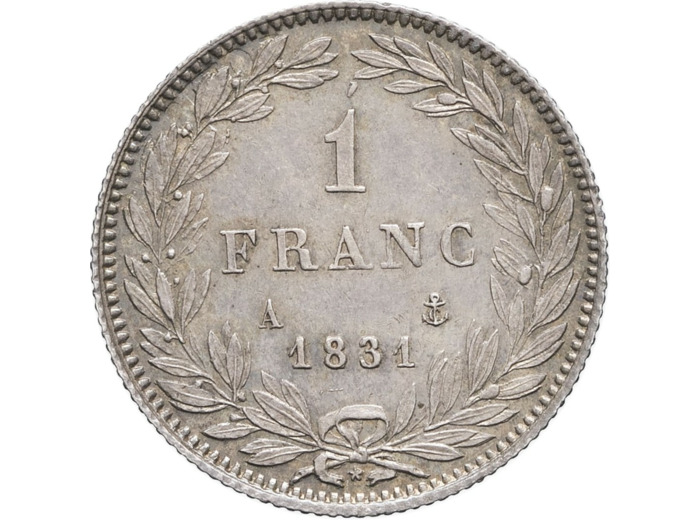 FRANCE 1 FRANC LOUIS PHILIPPE I tête nue 1831 A (Paris) SUP (G452)