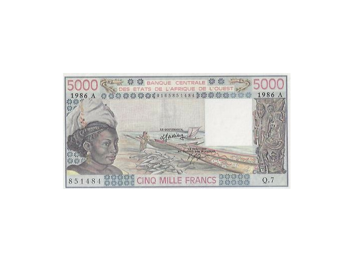 B.C.E.A.O (COTE D'IVOIRE ) 5000 FRANCS 1986 SPL