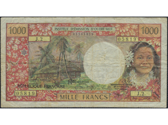 INSTITUT D'EMISSION D'OUTRE-MER 1000 FRANCS NOUMEA ND (1971) J.2 TB+