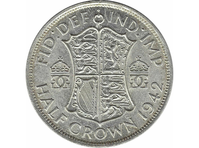GRANDE BRETAGNE 1/2 CROWN GEORGES VI 1942 SUP
