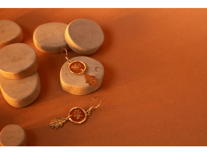 Boucles d'oreilles "Feuille de chêne"