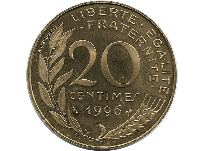 FRANCE 20 CENTIMES LAGRIFFOUL 1996 BE