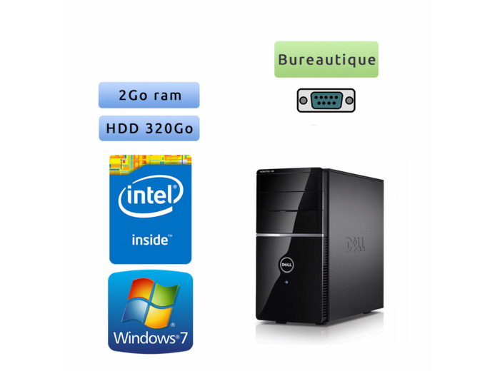 Dell Vostro 220 - Windows 7 - 1.9Ghz 2Go 320Go - port Serie - Pc Tour Bureautique Ordinateur