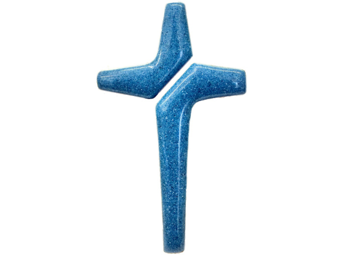 Croix en 2 parties Turq Plexi, or, et support 13,2X8,2cm - EMAUX DU L