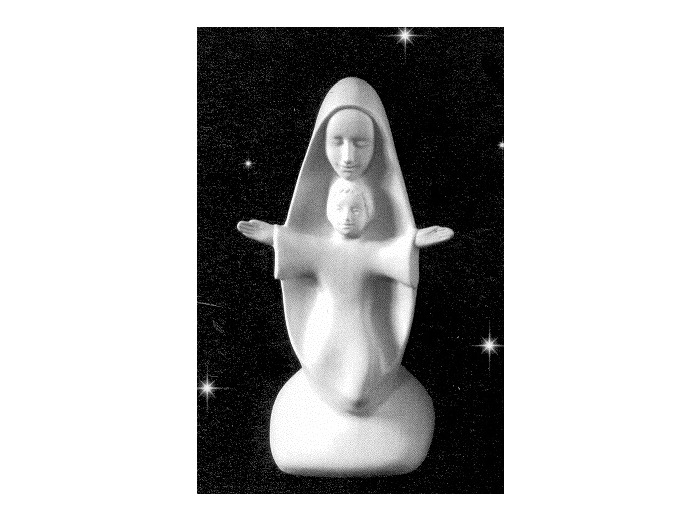 Vierge à l'enfant agenouillée porcelaine BRAS OUVERTS 19cm
