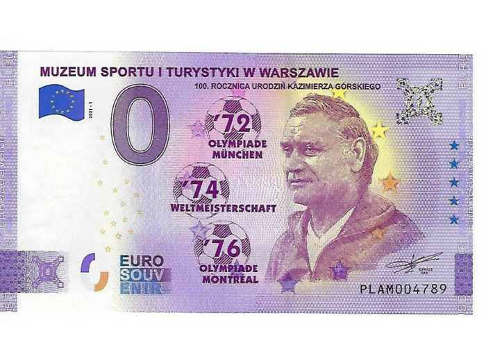 POLOGNE 2021-1 MUZEUM SPORTU I TURYSTYKI W WARSZAWIE BILLET SOUVENIR 0 EURO