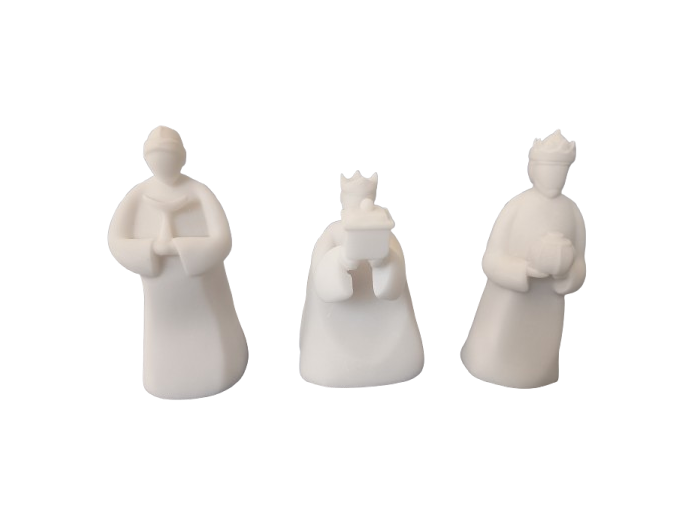 Rois Mages en Albâtre 9,5cm - 3 pièces, Melchior, Gaspar et Balthazar