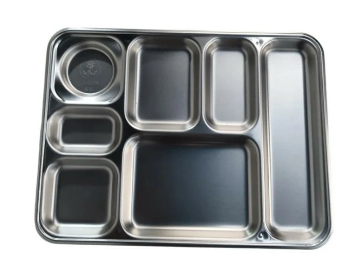 Plateau repas inox Marine Nationale 7 compartiments Guy Degrenne