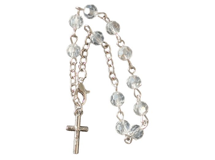 Bracelet Dizainier Perle Verre Sur Chaîne Argentée BLANC