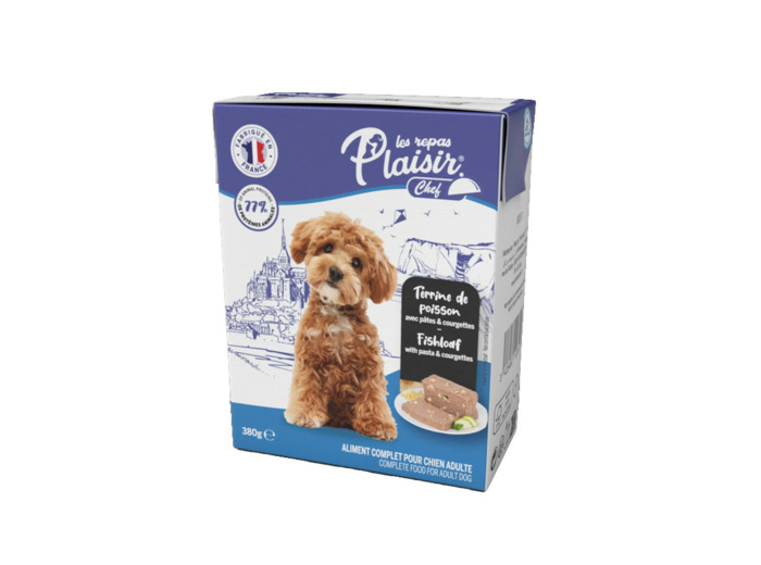 Repas plaisir Chien, Terrine POISSON avec pâtes et courgettes - 380g