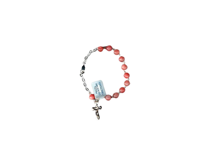 Bracelet en pierre RODONITE et ARGENT 925-  6mm + BOITE