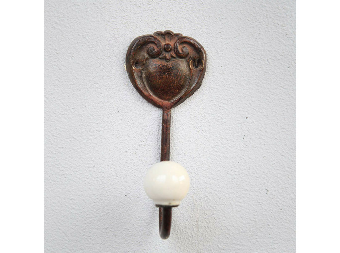 Patère vintage coeur fonte 11x5cm