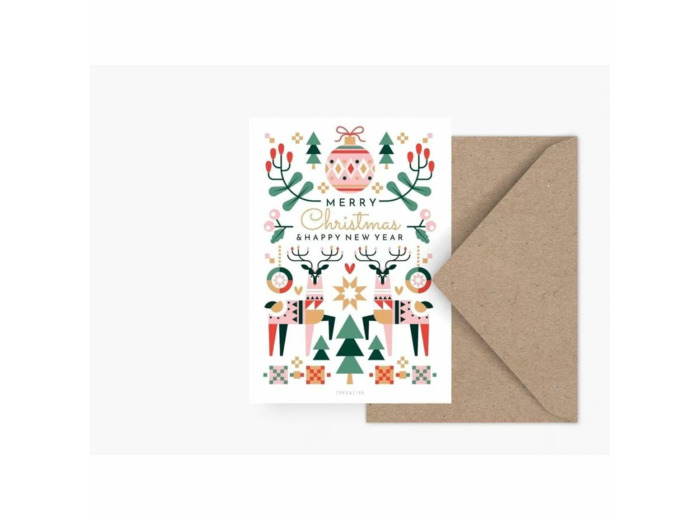 Carte Noël Merry Christmas et Happy New Year - Typealive