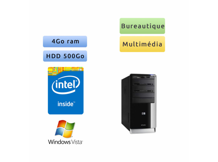 HP Pavilion a6643fr - Windows Vista - 2.33Ghz 4Go 500Go - Ordinateur Tour bureautique PC