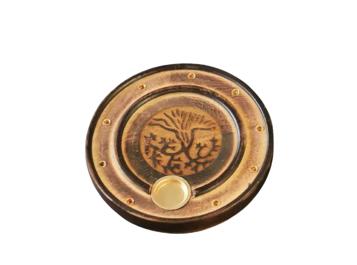 Porte Encens en  Bois - Rond D10cm - Arbre de Vie