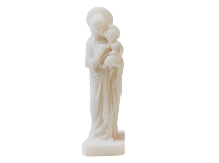 Vierge des Foyers - Statue en albâtre 17cm - Blanche