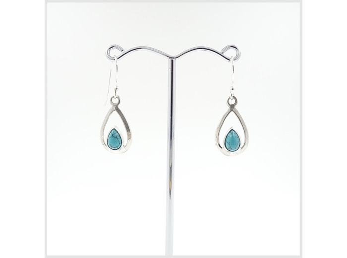 Boucles d'oreilles Turquoise et Argent Massif