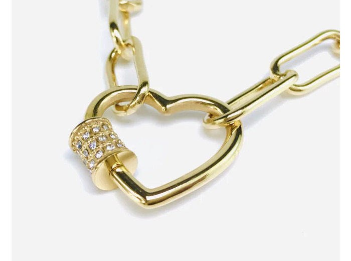 Collier Cadenas Or Jaune Cœur diamants Zircon