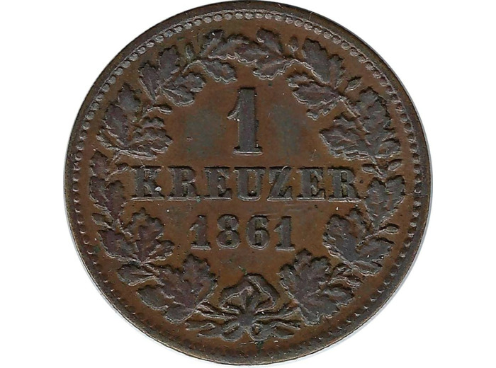 ALLEMAGNE NASSAU 1 KREUZER 1861 TTB