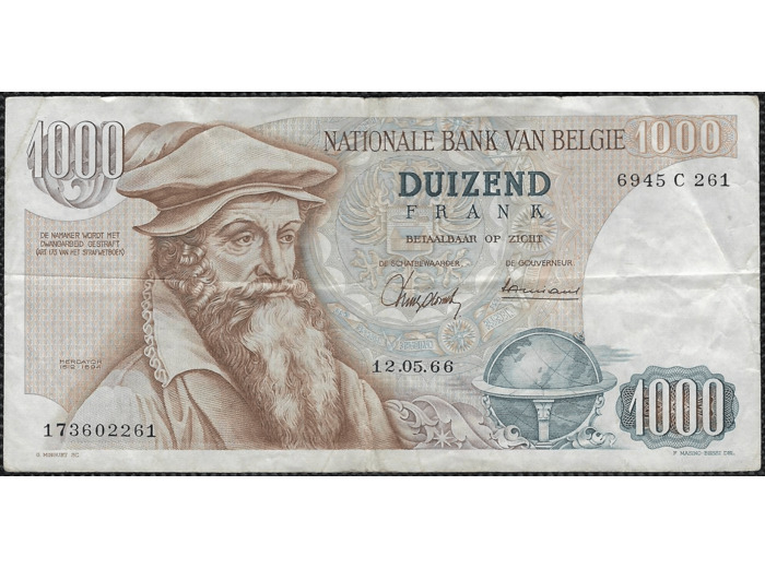 BELGIQUE 1000 FRANCS 12.05.1966 SERIE 6954 C 261 TTB (W136a)