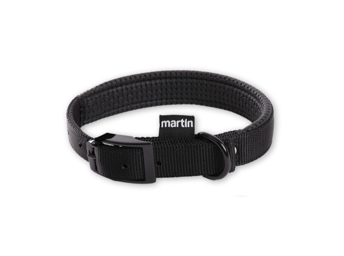 Collier confort en nylon noir pour chien - Martin Sellier