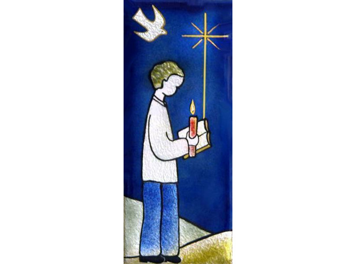 Communiant et évangile Garçon 15,5X6,5cm - EMAUX DU LIBAN