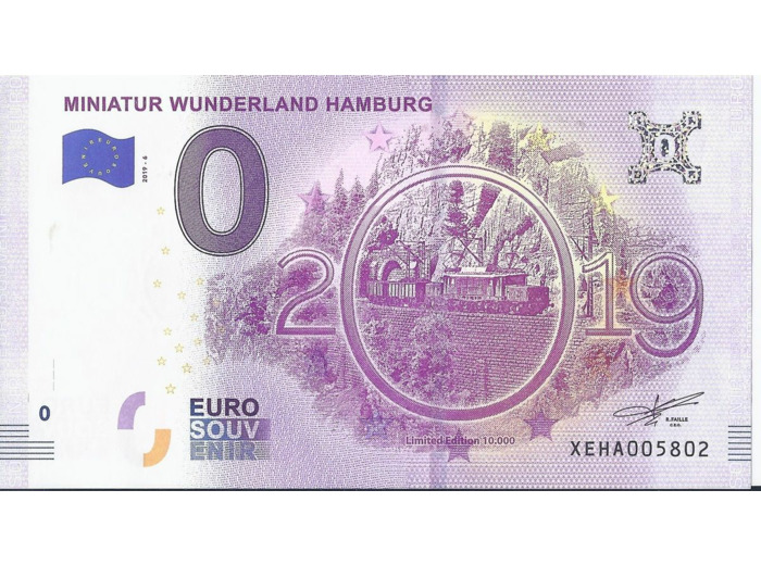 ALLEMAGNE 2019-6 MINIATUR WUNDERLAND HAMBURG BILLET SOUVENIR 0 EURO