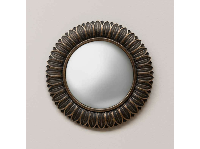 Miroir convexe feuilles bronze 23x2x23cm