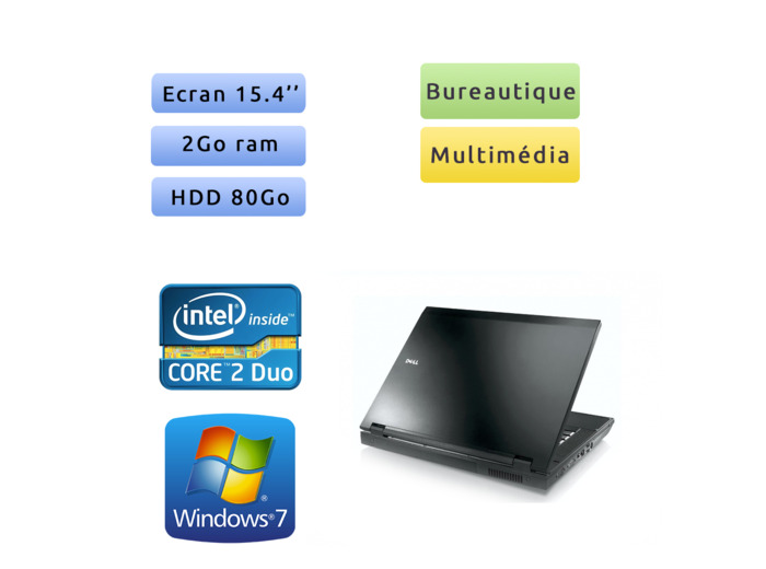 Dell Latitude E5500 - Windows 7 - C2D 2Go 80Go - 15.4 - Ordinateur Portable PC
