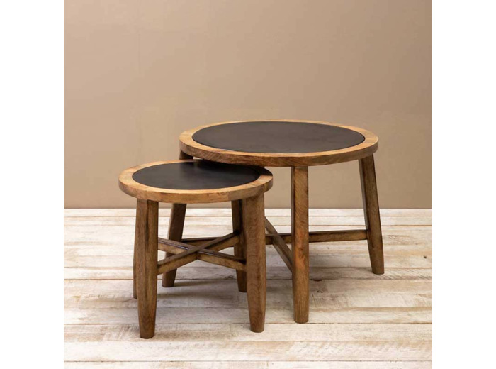 Ensemble de 2 tables d'appoint métal 54x41cm