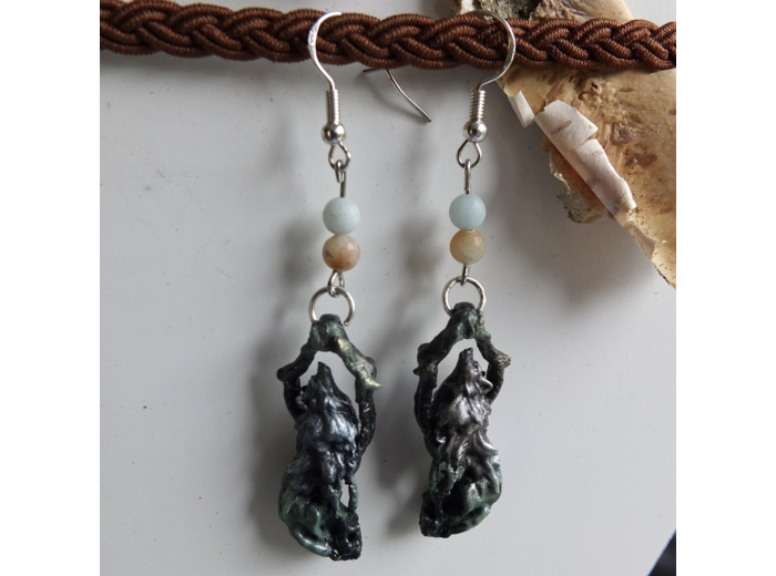 Boucles d'oreilles "Hati et Sköll" pierres naturelles Amazonite