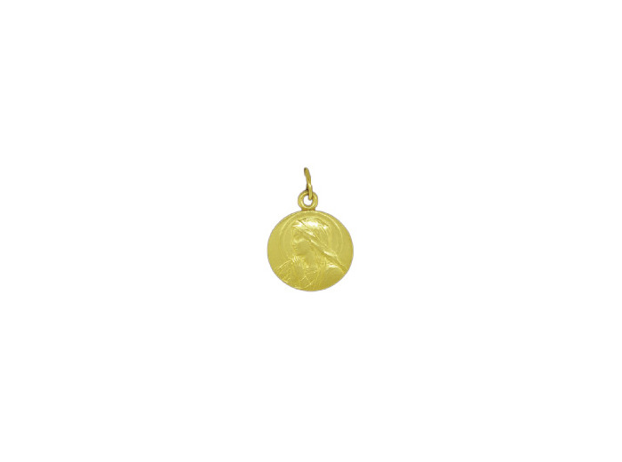 Médaille 16mm en Plaqué Or  - VIERGE EN PRIERE