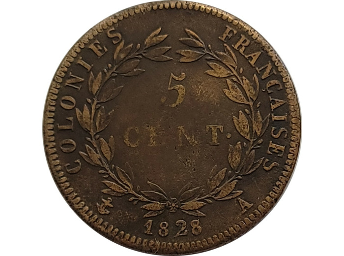 COLONIES FRANCAISE (GUYANE) 5 CENTIMES 1828 A TB+ (Lec300)