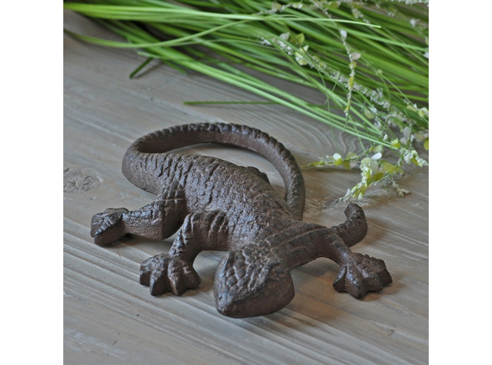 Grosse salamandre déco fonte 10x15cm