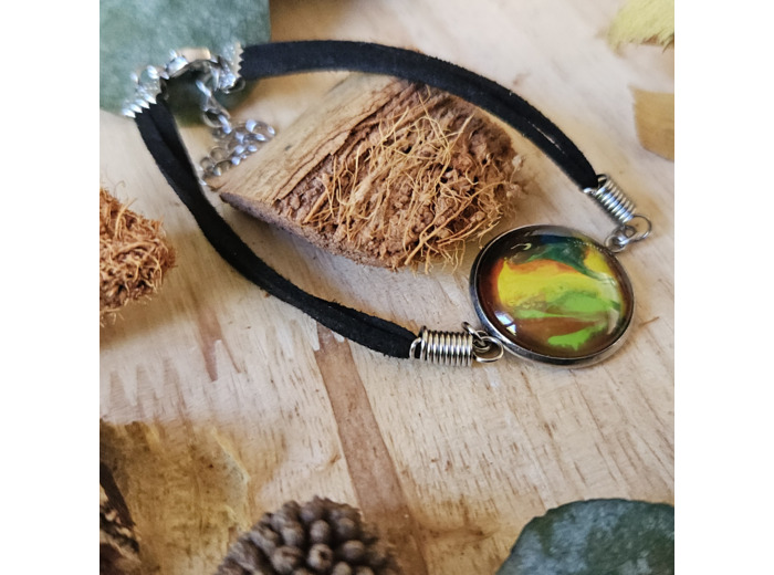 Bracelet en cordon avec pendentif et base ronde (20 mm) en acier inoxydable