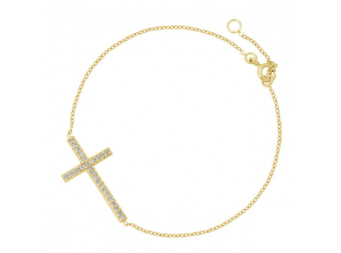 Bracelet en Plaqué Or - CROIX + STRASS