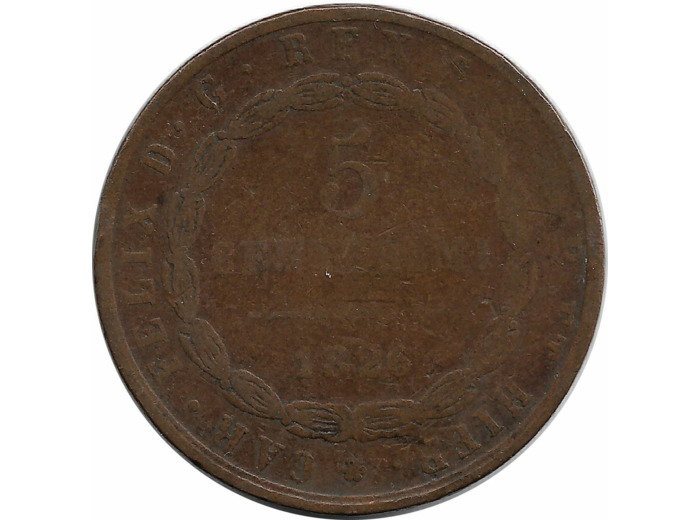 ITALIE 5 CENTESIMI SARDAIGNE 1826 MV P TB-