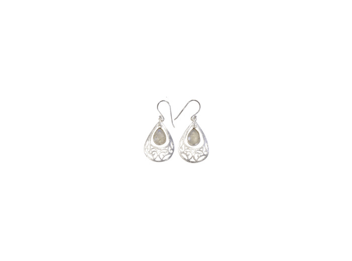 Boucles d'oreilles en Pierre de Lune et Argent 925 brossé