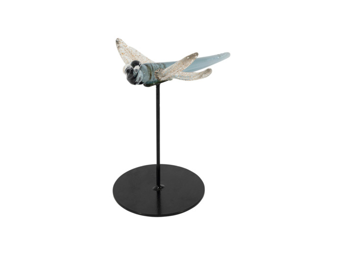 Décoration libellule verre gris 14x13x17cm