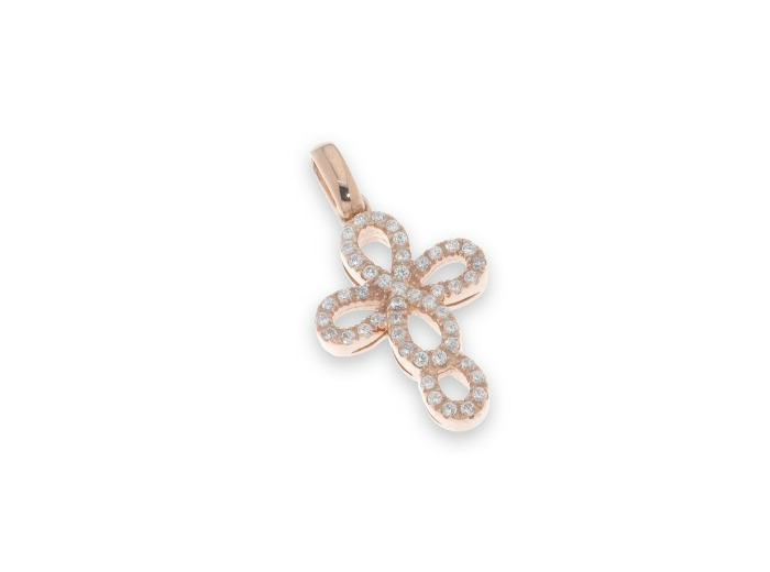 Croix en Argent 925 Plaqué Or- 2,8cm- ZIRCONIUMS  synthétiques