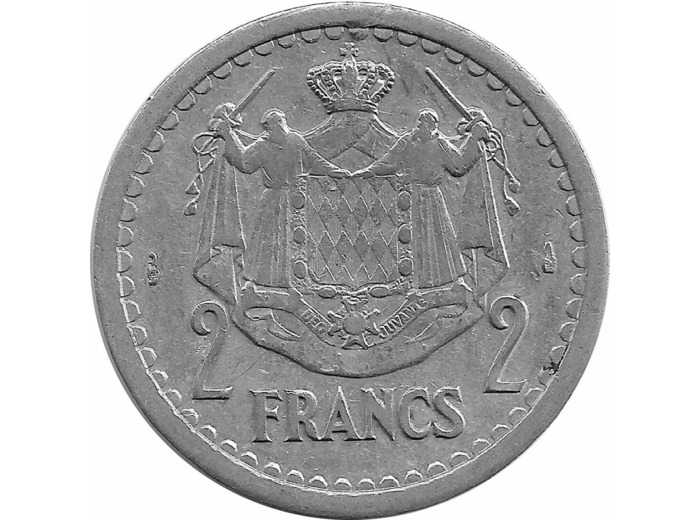 MONACO 2 FRANCS ND (1943) ALUMINIUM TTB