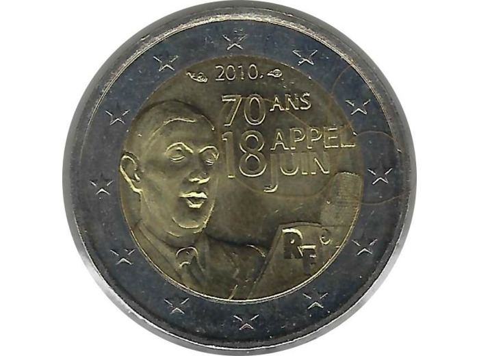 FRANCE 2010 2 EURO CHARLES DE GAULLE APPEL DU 18 JUIN